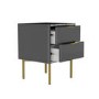 GRADE A2 - Dark Grey High Gloss 2 Drawer Bedside Table with Legs - Valencia