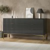 Wide Dark Grey High Gloss Chest 6 Drawers with Legs - Valencia