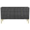 GRADE A1 - Valencia Anthracite Grey High Goss Wide 6 Drawer Chest of Drawers with Groove Detail