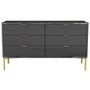 GRADE A1 - Valencia Dark Grey Gloss Wide 6 Drawer Chest of Drawers