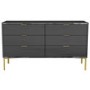 ONLY OPENED - Valencia Dark Grey Gloss Wide 6 Drawer Chest of Drawers