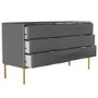 GRADE A1 - Valencia Dark Grey Gloss Wide 6 Drawer Chest of Drawers