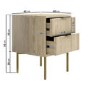 GRADE A1 - Oak and Gold Ribbed 2 Drawer Bedside Table with Legs - Valencia