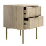 Oak and Gold Ribbed 2 Drawer Bedside Table with Legs - Valencia