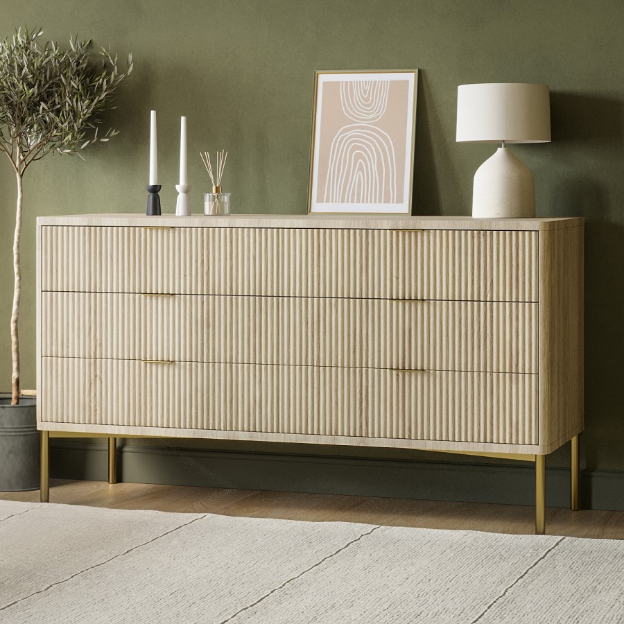 ONLY OPENED - Valencia Wide Chest 6 Drawer In Wood
