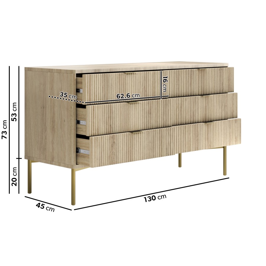 ONLY OPENED - Valencia Wide Chest 6 Drawer In Wood