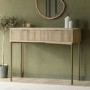Oak and Gold Ribbed Dressing Table with Storage Drawers - Valencia