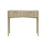 Oak and Gold Ribbed Dressing Table with Storage Drawers - Valencia