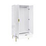White Gloss Ribbed Double Wardrobe with Drawer - Valencia