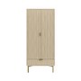 Oak and Gold Ribbed Double Wardrobe With Drawer - Valencia