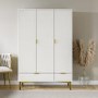 ONLY OPENED - White Gloss 3-Door Wardrobe with 2 Drawers - Valencia