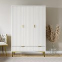 A1/VLC015 ONLY OPENED - White Gloss 3-Door Wardrobe with 2 Drawers - Valencia