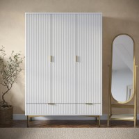 White Gloss 3-Door Wardrobe with 2 Drawers - Valencia