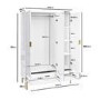 White Gloss 3-Door Wardrobe with 2 Drawers - Valencia