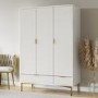 White Gloss 3-Door Wardrobe with 2 Drawers - Valencia