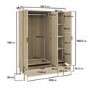 Oak and Gold Ribbed 3 Door Wardrobe with 2 Drawers - Valencia