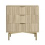 Oak and Gold Ribbed Chest of 3 Drawers - Valencia