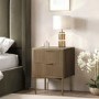 Dark Wood Ribbed 2-Drawer Bedside Table - Valencia