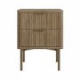 Dark Wood Ribbed 2-Drawer Bedside Table - Valencia