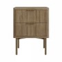 ONLY OPENED - Dark Wood Ribbed 2-Drawer Bedside Table - Valencia