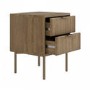 Dark Wood Ribbed 2-Drawer Bedside Table - Valencia