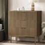 ALMOST PERFECT - Dark Wood Ribbed Chest of 3 Drawers - Valencia