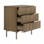 Dark Wood Ribbed Chest of 3 Drawers - Valencia