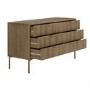 Wide Dark Wood Ribbed Chest of 6 Drawers - Valencia 