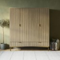 VLC025 Light Oak Ribbed 4 Door Wardrobe with 2 Drawers - Valencia 