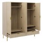 Light Oak Ribbed 4 Door Wardrobe with 2 Drawers - Valencia 