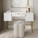 VLC027 White Ribbed Dressing Table with Storage and Fold-Out Mirror - Valencia 