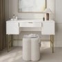 White Ribbed Dressing Table with Storage and Fold-Out Mirror - Valencia 