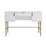 White Ribbed Dressing Table with Storage and Fold-Out Mirror - Valencia 