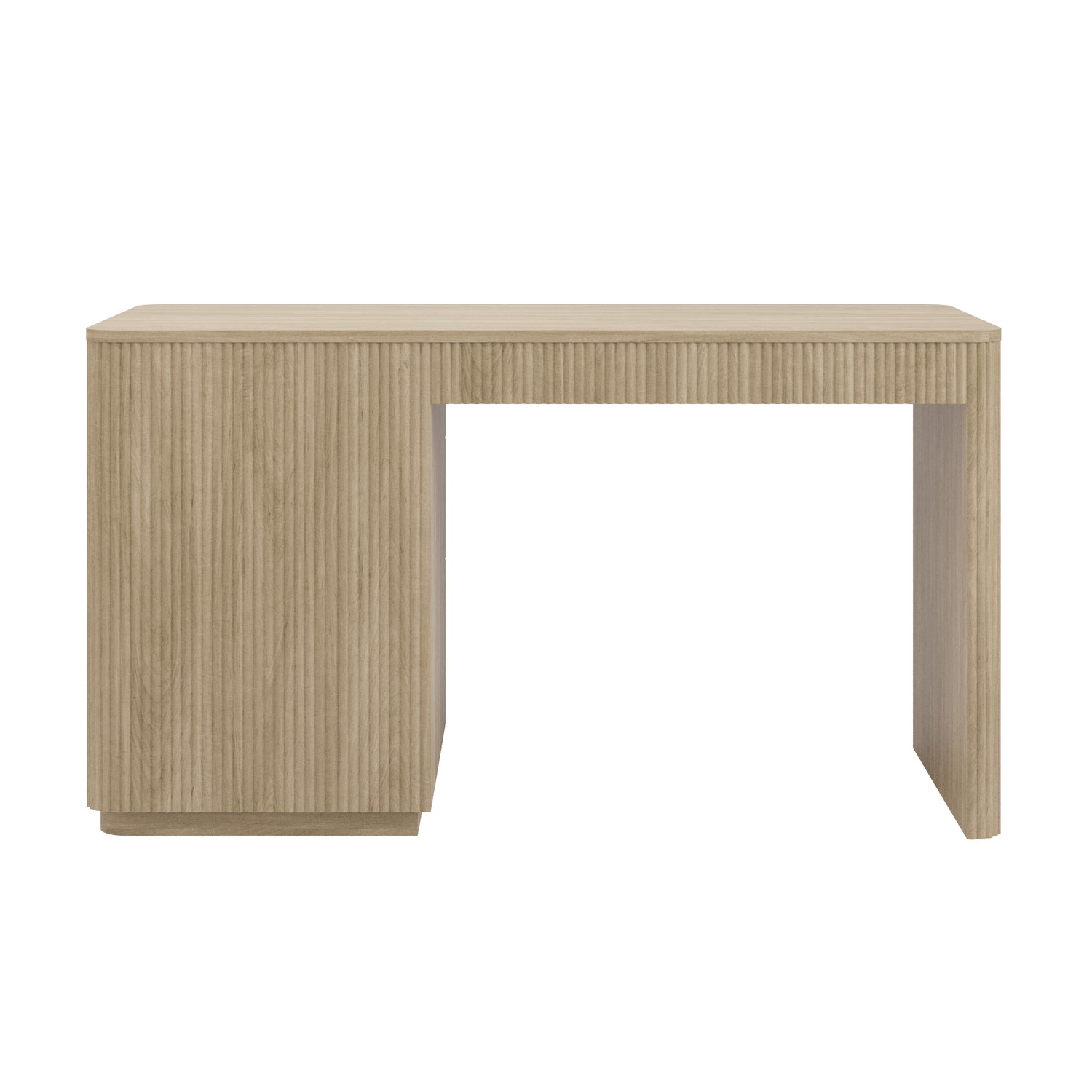 White Ribbed Desk Light Oak Ribbed Office Desk with 3 Drawers - Valencia - Furniture123