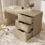 Light Oak Ribbed Office Desk with 3 Drawers - Valencia 