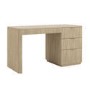 Light Oak Ribbed Office Desk with 3 Drawers - Valencia 