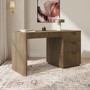 Dark Oak Ribbed Office Desk with 3 Drawers - Valencia