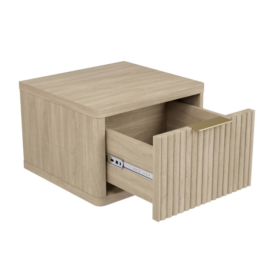 Valencia 1 Drawer Floating Bedside in Oak
