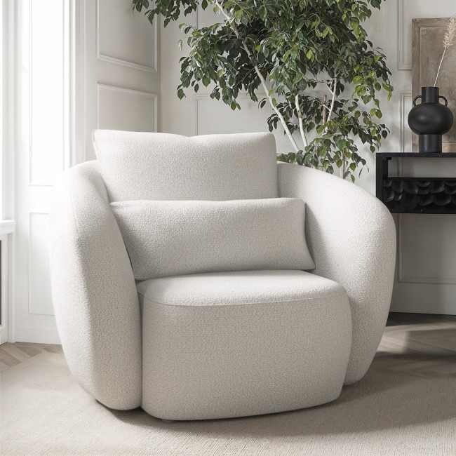 Cream Boucle Armchair with Cushion - Vera