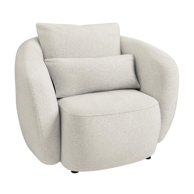 Cream Boucle Armchair with Cushion - Vera