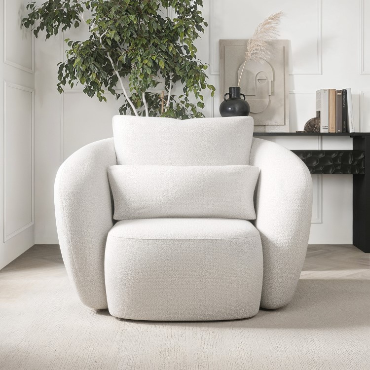 Cream Boucle Armchair with Cushion - Vera