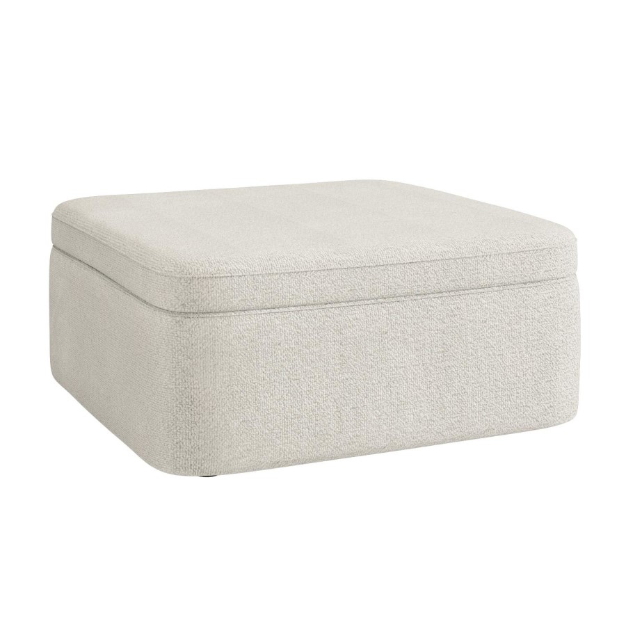 ALMOST PERFECT - Large Cream Boucle Footstool with Storage - Vera