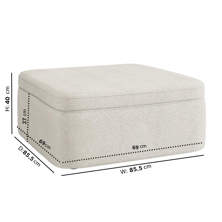 Large Cream Boucle Footstool with Storage - Vera