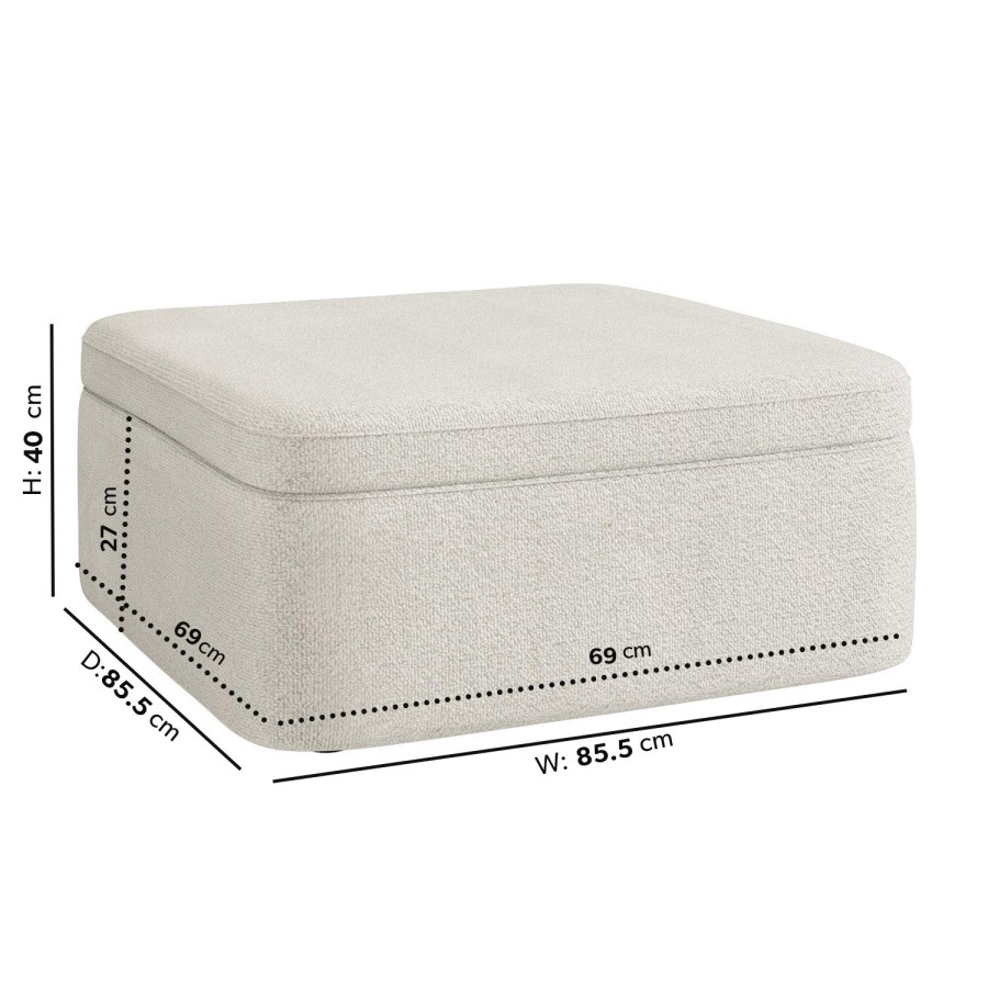 ALMOST PERFECT - Large Cream Boucle Footstool with Storage - Vera