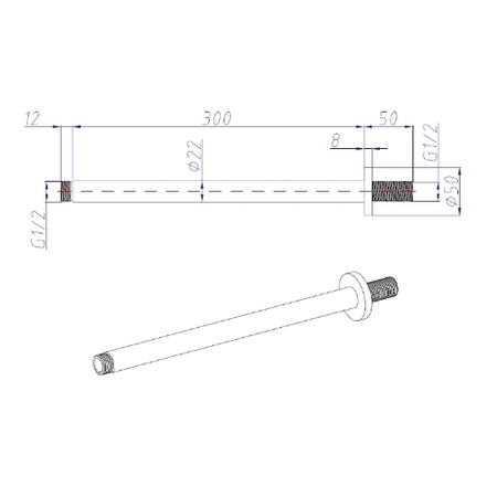 Ceiling Mounted Vertical Round Shower Arm