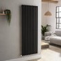 Sorrento Midnight Black Vertical Oval Designer Radiator 1600x590mm Single Panel 3804 BTU