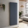 Sorrento Anthracite Vertical Oval Designer Radiator 1600x590mm Single Panel 3804 BTU