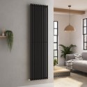 VS10-1800-BCS Ravello Midnight Black Vertical Square Designer Radiator 1800x450mm Single Panel 3618 BTU