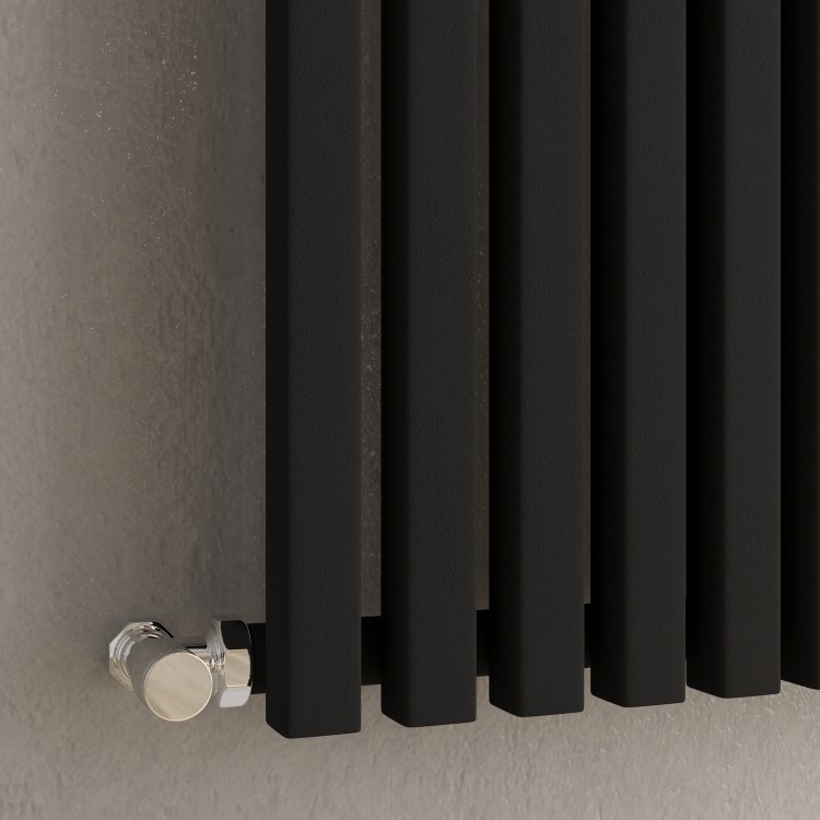 Ravello Midnight Black Vertical Square Designer Radiator 1800x450mm Single Panel 3618 BTU