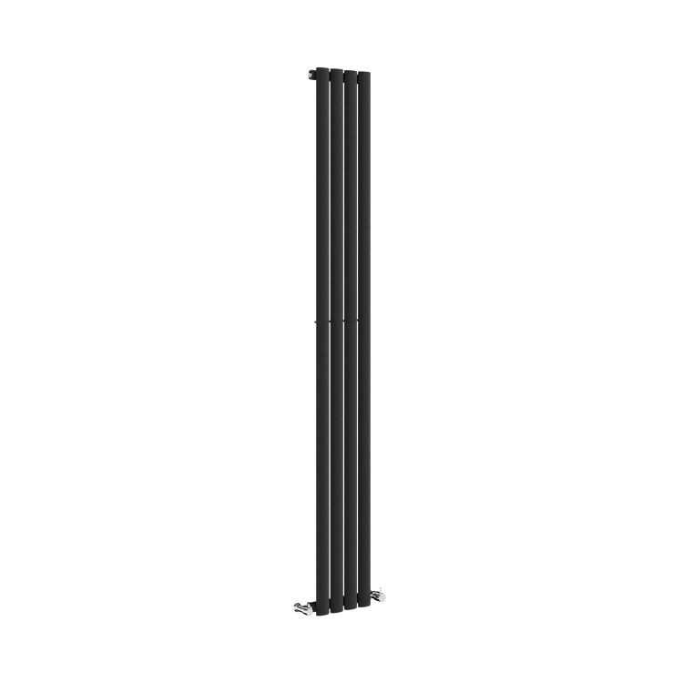 Sorrento Midnight Black Vertical Oval Designer Radiator 1800x236mm Single Panel 1686 BTU